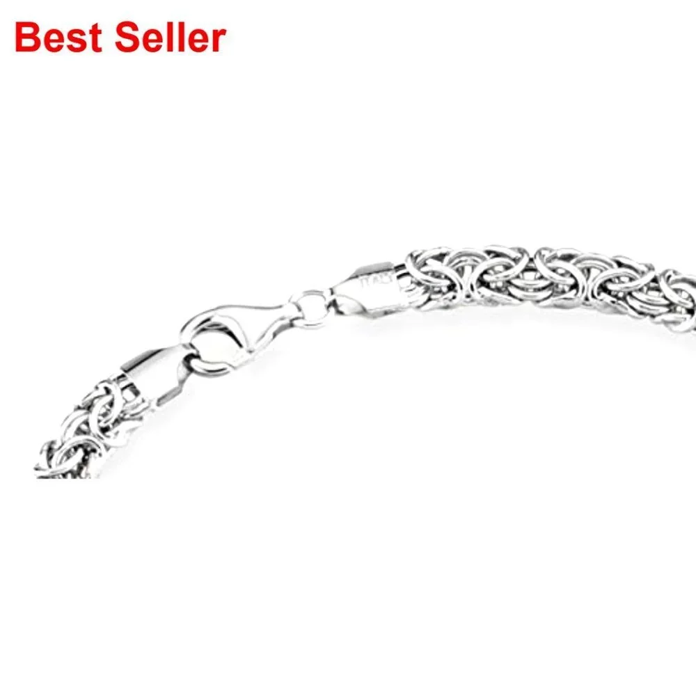925 Sterling Silver Byzantine Necklace Handmade in Italy